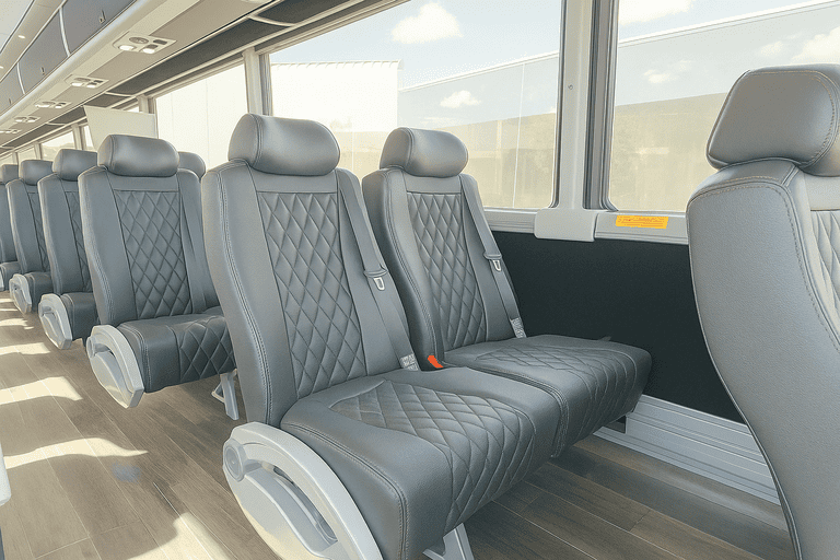 interior of Tampa Shuttle Bus Rentals charter bus